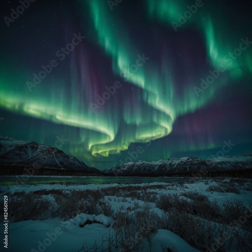 The Northern Lights dancing in the night sky.   © Muhammad