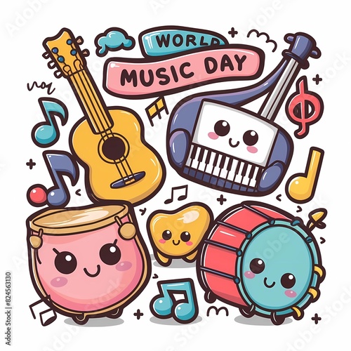 set of cartoon musicians kawaii
