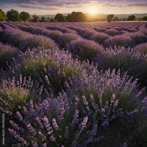 A field of lavender in full bloom.  