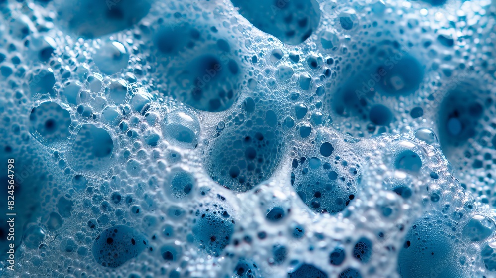 The macro shot design has a blue background with a rough sponge texture The macro shot design has a blue background with a rough sponge texture