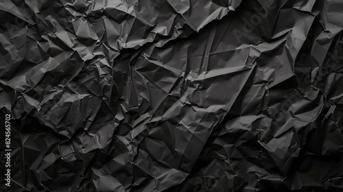 Paper texture background, design space made from crumpled black paper