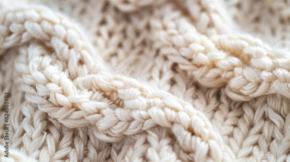 Macro shot of knitted fabric on beige background Macro shot of knitted fabric on beige background