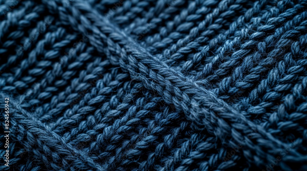 The background is dark blue and the texture is knitted fabric The background is dark blue and the texture is knitted fabric