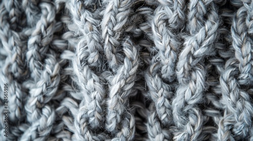 Background of gray fabric, knitted texture, macro image
