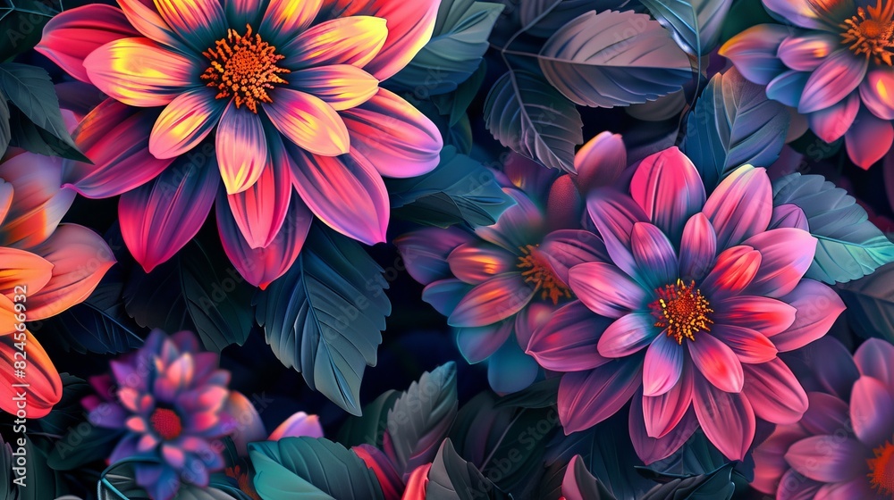 An aesthetic wallpaper with a colorful flower background and a trippy design An aesthetic wallpaper with a colorful flower background and a trippy design
