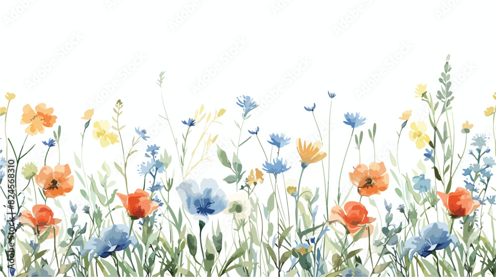 Wildflowers border banner for stationary greetings