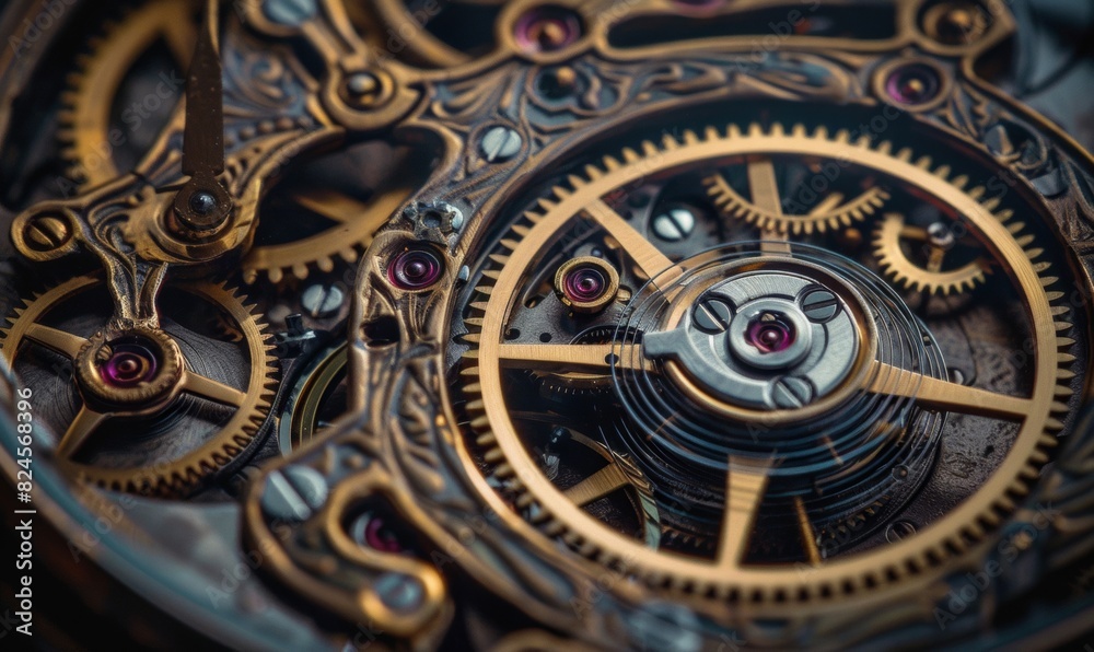 Macro Shot of Intricate Cogs and Gears in Mechanical Watch
