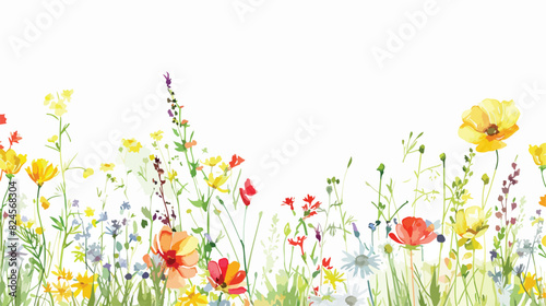 Wildflowers border banner for stationary greetings © Geforce