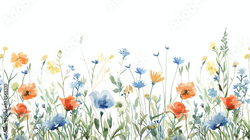 Wildflowers border banner for stationary greetings