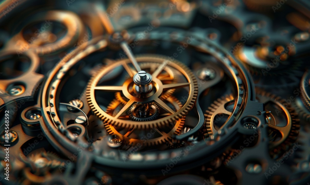 Macro Shot of Intricate Cogs and Gears in Mechanical Watch
