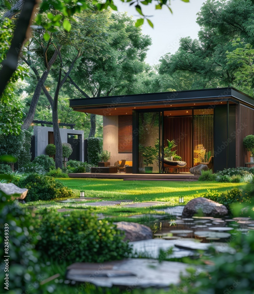 Modern House in a Lush Garden Modern House in a Lush Garden