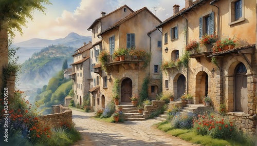Picturesque Rural Village Scene