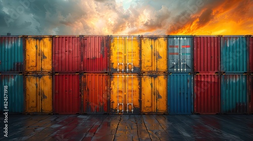 container cargo freight container background in global commercial commerce freight charter shipping and logistics with.illustration photo
