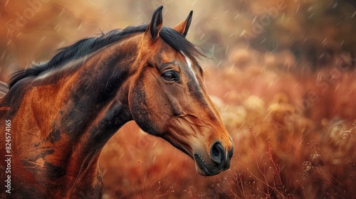 Portrait of a bay horse with warm blood photo