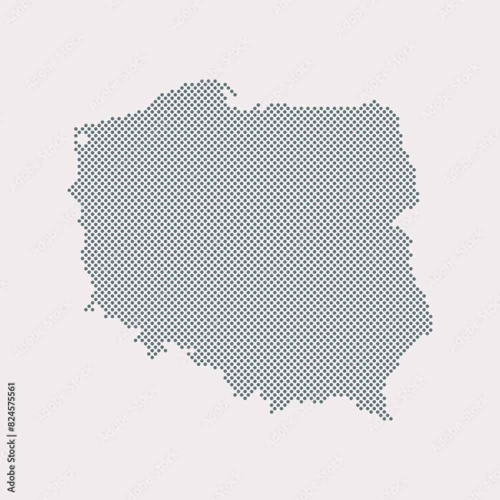 Vector map Poland for points, dotted template