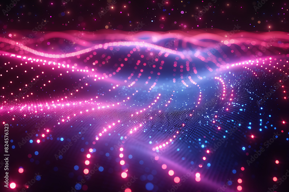 Obraz premium A striking abstract representation of big data with dynamic lines in dark blue and pink, illustrating data flow and connectivity