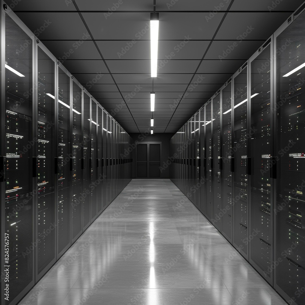 Fototapeta premium Server room with rows of server racks