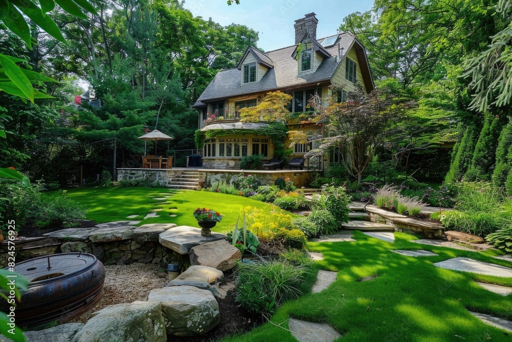Landscaping Design: Home Garden, Beautiful Landscape in Backyard Landscaping Design: Home Garden, Beautiful Landscape in Backyard