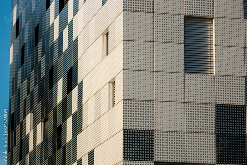 Modern building detail background with a design of squares.