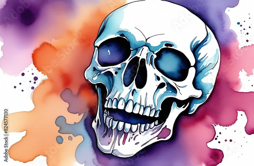 The artistic concept of the skull. Drawn with colored lines. Minimalistic cover design. Creative line graphics. Templates for brochures, flyers, presentations, logos, prints, flyers, banners. High qua photo