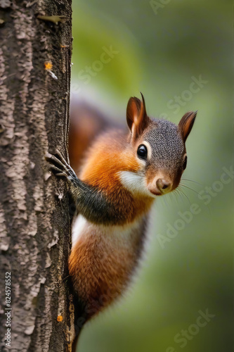red squirrel on a tree © 屘坊 揀