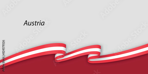 3d ribbon with national flag Austria isolated on white background