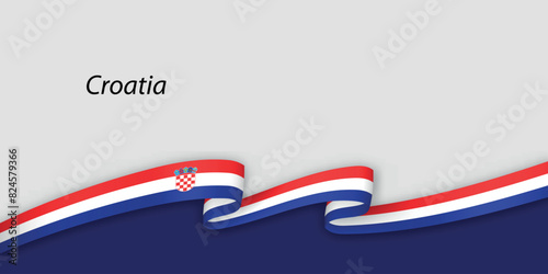 3d ribbon with national flag Croatia isolated on white background
