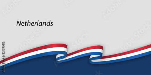 3d ribbon with national flag Netherlands isolated on white background