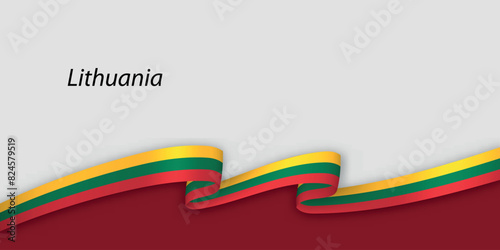 3d ribbon with national flag Lithuania isolated on white background