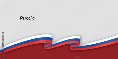 3d ribbon with national flag Russia isolated on white background
