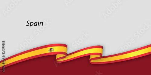 3d ribbon with national flag Spain isolated on white background