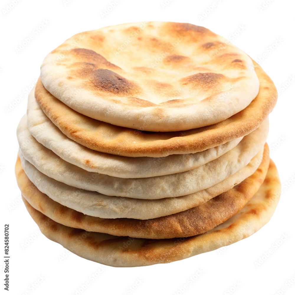 A stack of pita breads on transparent background A stack of pita breads on transparent background