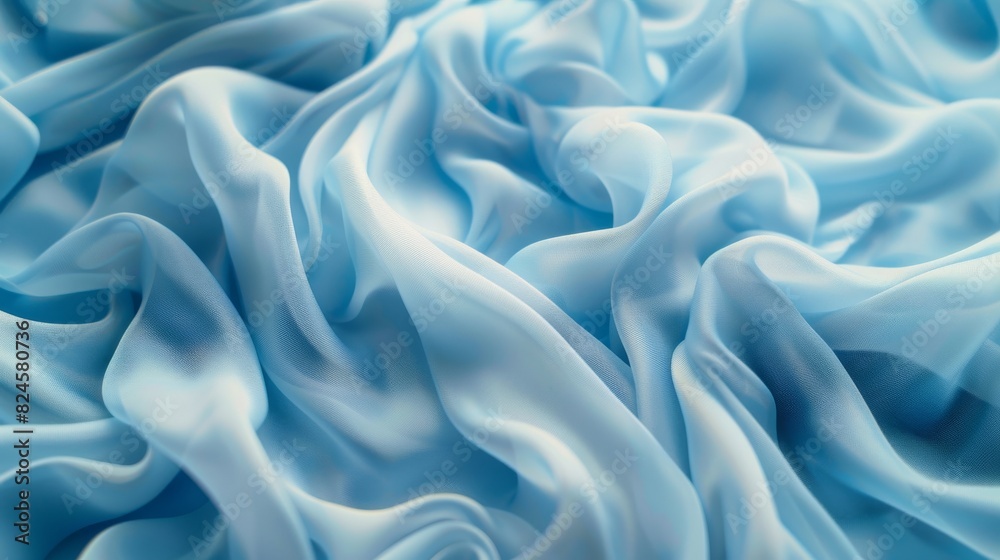 Obraz premium The background is pastel blue and the texture is folded fabrics