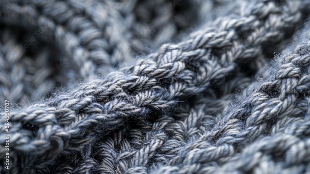 The background of this macro shot is gray with a knitted fabric texture. The background of this macro shot is gray with a knitted fabric texture.