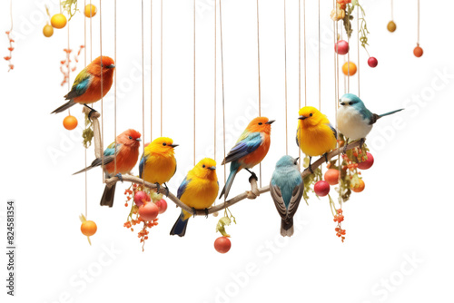 Symphony of Avian Perchance on a White or Clear Surface PNG Transparent Background. photo
