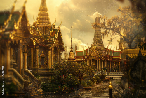 The Grand Palace in Bangkok with its golden spires and intricate Thai architecture