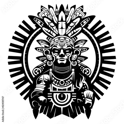 Powerful Vector Art of Aztec Warrior: Honor Courage, Heritage, and the Spirit of Ancient Warriors in Your Space