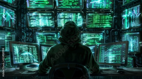 A Hacker in Action at Night
