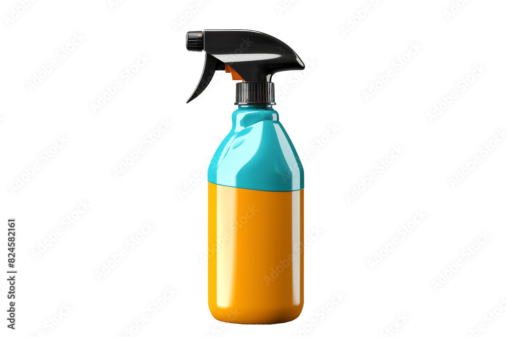 The Vibrant Duo: Blue and Yellow Spray Bottle With a Black Handle on a White or Clear Surface PNG Transparent Background. The Vibrant Duo: Blue and Yellow Spray Bottle With a Black Handle on a White or Clear Surface PNG Transparent Background.