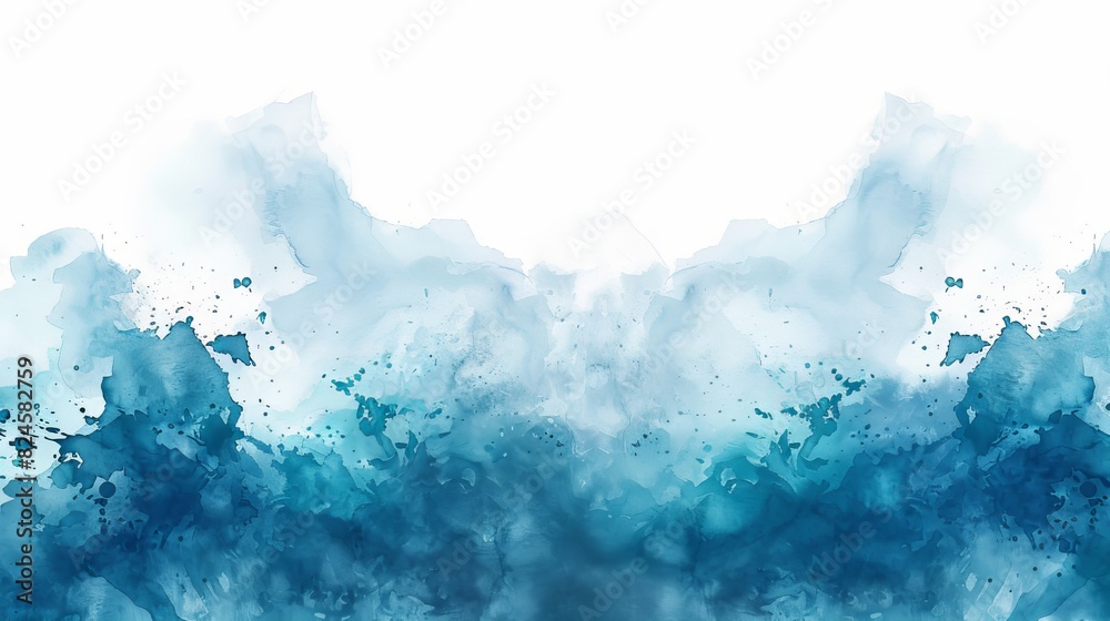Abstract blue ombre watercolor background png
