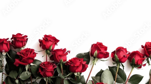 Background of red rose flowers with petals in a border in PNG format