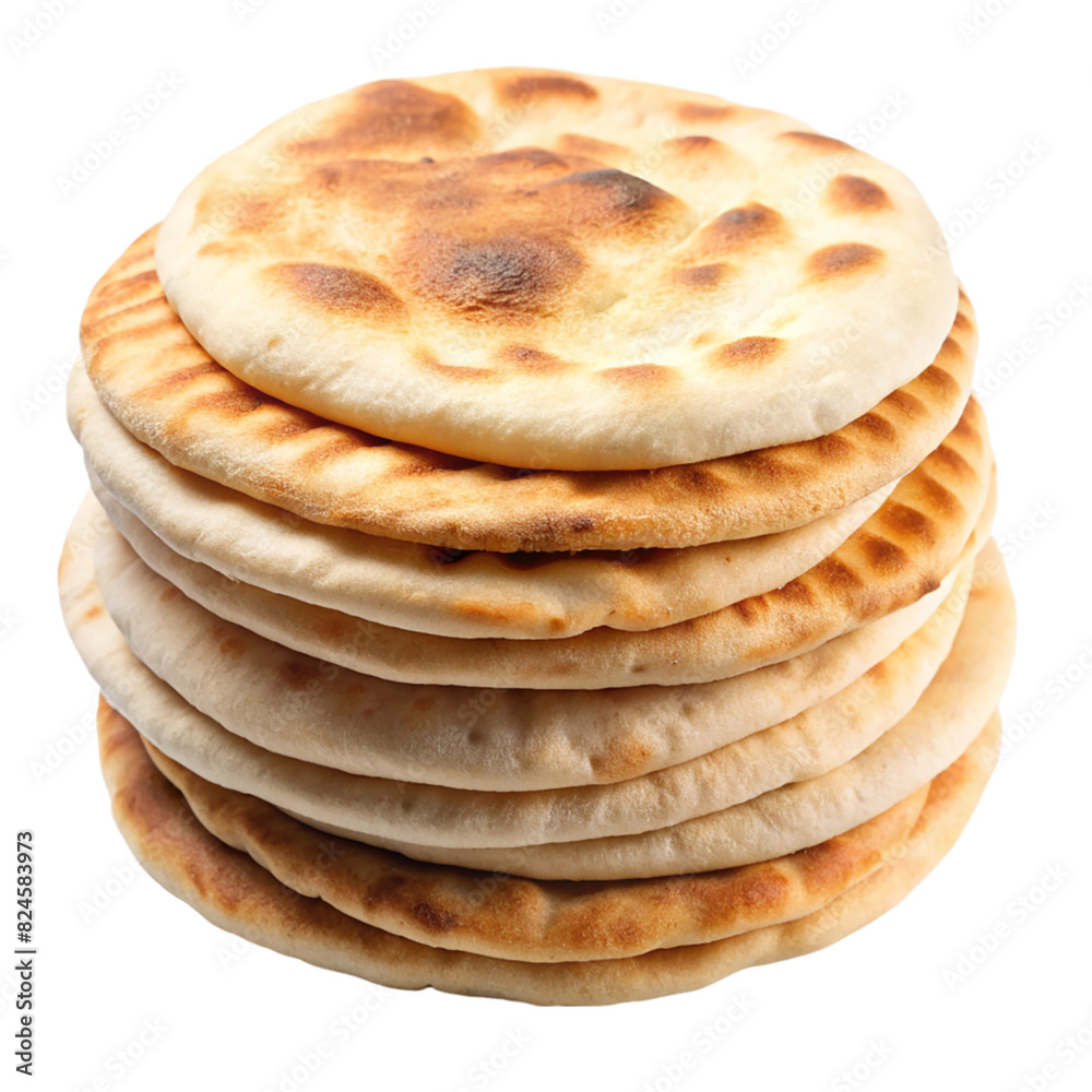 A stack of pita breads on transparent background A stack of pita breads on transparent background