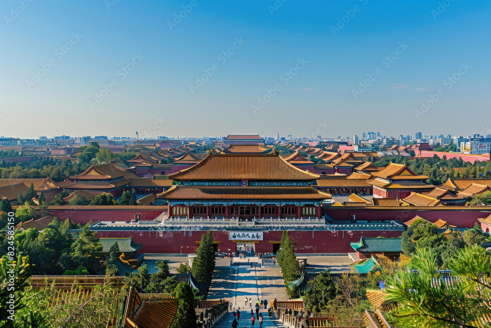 The Forbidden City in Beijing with its traditional Chinese architecture and vast courtyards