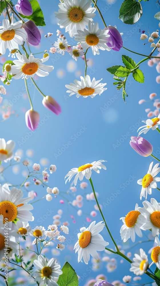 Pink flowers and blue sky Pink flowers and blue sky