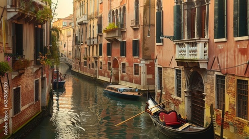 The canals of Venice are lined with gondolas and boats