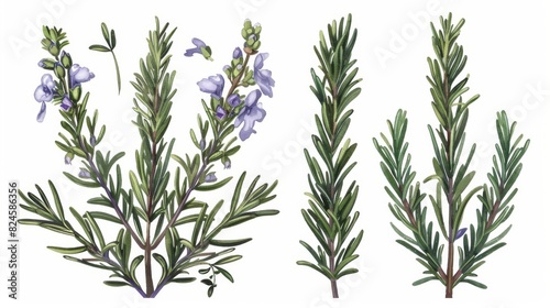 A rosemary plant isolated on a transparent background  an old botanical illustration