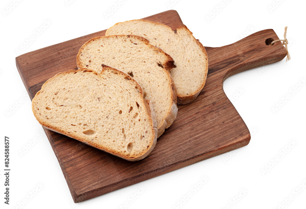sliced freshly baked bread on dark wooden background. clipping path sliced freshly baked bread on dark wooden background. clipping path
