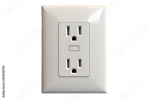 Twin Energy Portals: A White Electrical Outlet With Two Outlets on a White or Clear Surface PNG Transparent Background.
