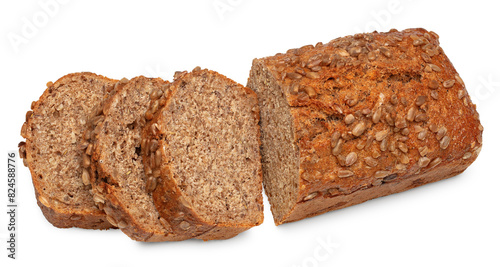 sliced freshly baked bread isolated on white background. clipping path