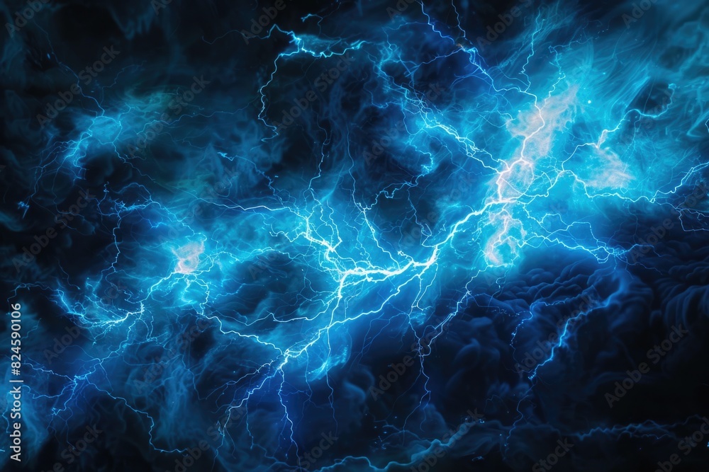 Lighting: Blue Electric Abstract Background with Powerful Nature Elements